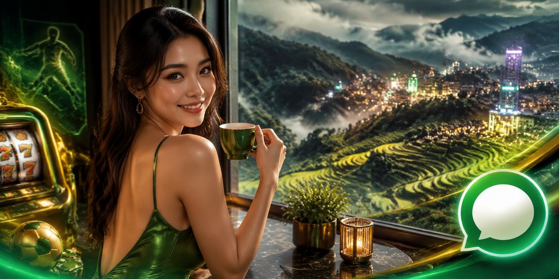 Người chơi thư giãn với máy slot game và cốc cà phê tại vùng núi Sapa